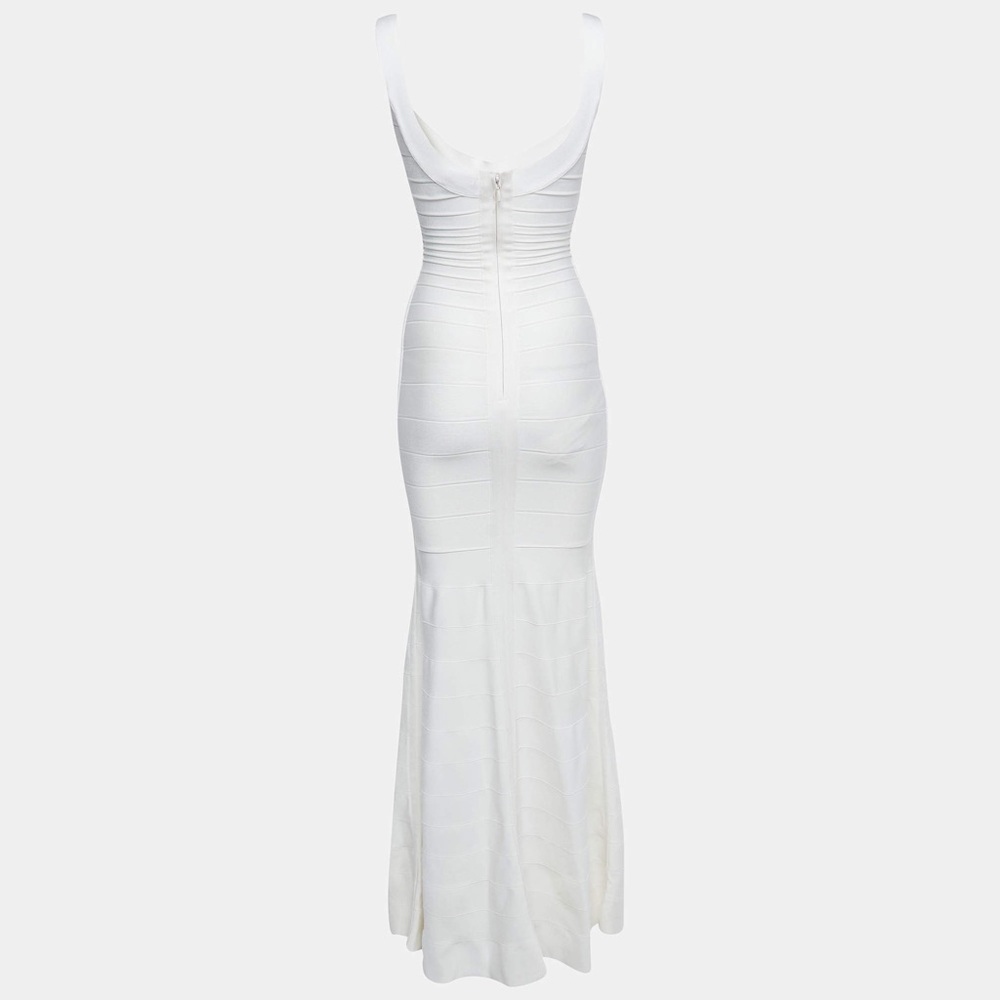 Herve Leger white alabaster Ellen bandage sleeveless scoop neck maxi Dress - Picture 5 of 13